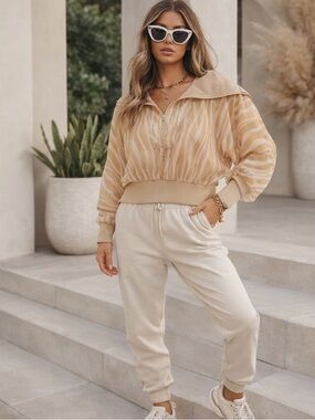 Free People Movement Zebra Print Cropped Windbreaker Pullover S